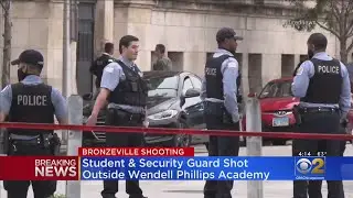 Student & Security Guard Shot Outside Wendell Phillips Academy