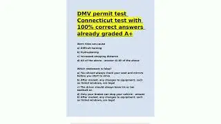 DMV permit test Connecticut test with 100 correct answers already graded A5