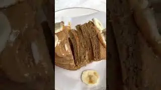 Peanut Butter Banana Pancakes (recipe in description) #shorts
