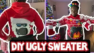 Pintrest Ugly Christmas Sweater| 3D Santa Sweater 🤶| 3D fireplace sweater