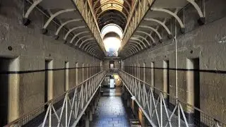 Aerial view - Old Melbourne Gaol Museum - Prison where notorious Ned Kelly was hanged - AUSTRALIA