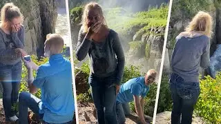 Man Pretends to Drop Ring off Cliff During Proposal Prank