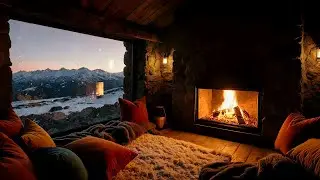 Warm Winter Cabin Jazz Music with Fireplace - Cozy Smooth Ambience for Deep Relaxation 05
