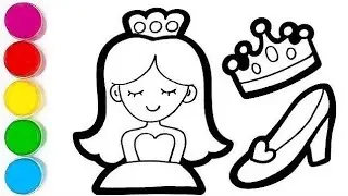 PRINCESS CROWN & SHOES DRAWING STEP BY STEP | HOW TO DRAW PRINCESS | EASY COLORING FOR KIDS TODDLERS