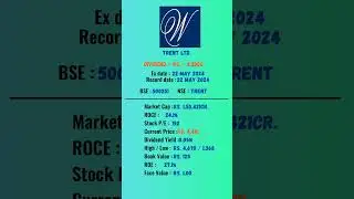 TRENT LTD | Ex-Date: 22-05-2024 | #dividend #stockmarket #shots #nifty #dividend #daily #nse