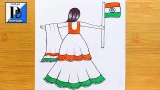 Independence Day Drawing Easy Steps / How to draw 15 august Drawing Easy Step / Girl Drawing / art