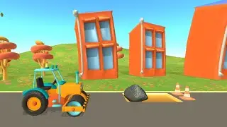 leo the truck. Road roller cartoon. Funny baby learning videos for kids.