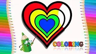 Heart Coloring Pages for Children. Learn colors with coloring Book