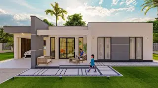 Modern simple 3 bedroom spacious living room 1-bathroom house design