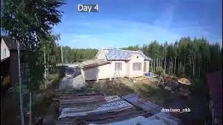 Timelapse of building a barnhouse using prefab technology
