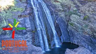Cascata de Fisgas de Ermelo waterfall aerial view - Mondim de Basto - 4K Ultra HD