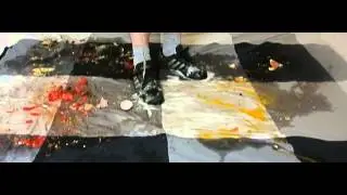 PART 5 - Stomping food - this time end of the beer shower - on a clean blanket on bed - what a mess!