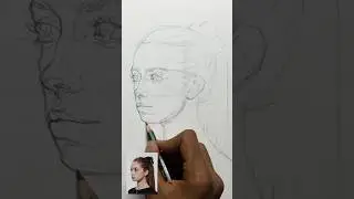 How I draw a face in 3/4 view #drawing #portrait #loomismethod