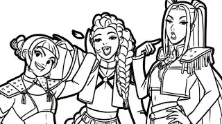 KPop Demon Hunter Coloring Pages / How to color Rumi, Zoey, Mira Huntrix  