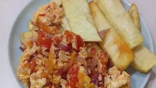 Fried yam and egg sauce #learnwithogochukwu #yam #eggrecipe #FoodLover #nigerianfood #breakfast 
