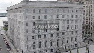High Perspective Of The Cunard Building In Liverpool, UK