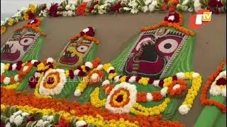 Sand artist Sudarsan Pattnaik makes sand art over Srimandir Heritage Corridor