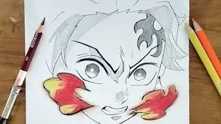 how to draw Tanjiro Sun Breathing 🔥 step-by-step||Draw Tanjiro hinokami kagura! (kimetsu no yaiba)✏️