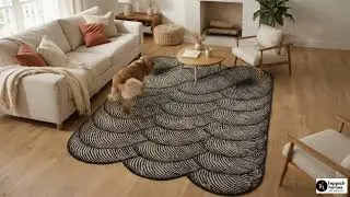 Luxury Black Hand Tufted Wool Rug | Modern Geometric Area Rug for Living Room & Bedroom | THTRT147