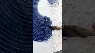 Navy Blue Enso Circle Textured Wall Art &ndash; Minimalist Elegance  #abstractcanvas #largewallart