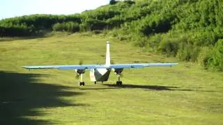 smooth takeoff from grass runway on Yasawa Island in Fiji