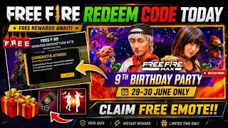 Freefire max 29 june redeem code || freefire 9th anniversary redeem code giveaway 