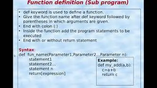 Functions in Python Programming Part - I with an example and demo explained in Tamil