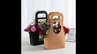 Wholesale Custom Logo Brown Kraft Paper Flower Packaging Bag Flower Bouquet Carrier Gift Bag #bag