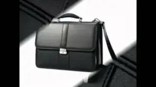 Samsonite Leather Flapover Briefcase - Black