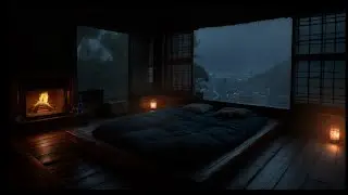 Gentle Rain Sounds on a Cabin Window 🌧 (No Ads) | Peaceful Dark Room for Deep Sleep & Relaxation