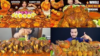 ASMR: EATING SPICY 🔥 MUTTON,WHOLE CHICKEN, SUNNY EGGS,DUCK CURRY 😍 BASMATI/ BIRIYANI RICE 
