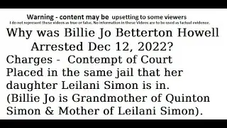 Why Was Billie Jo Betterton Howell Arrested Dec 12, 2022 (Grandmother of Quinton Simon)?