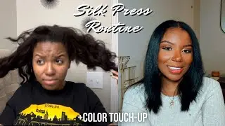 AT HOME SILK PRESS ROUTINE FOR NATURAL HAIR + COLOR REFRESH!!!