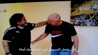 Peter Reid kisses Diego Maradona's 'Hand of God'