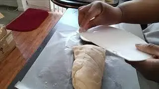 Making Japanese Melonpan(rolling and scaling dough.