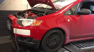 Modified Mitsubishi Colt Ralliart 1.5 Turbo on the rolling road for Ecutek Remap 205bhp 230ft-lbs