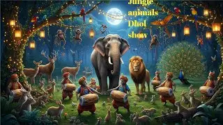 🌳 Jungle Animals Dhol Show 🎶 | Elephant, Lion & Peacock Dance Party