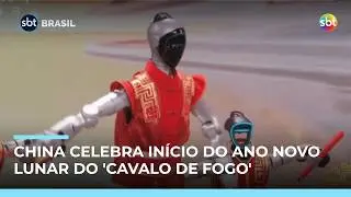 Ano Novo Lunar do 'Cavalo de Fogo' come&ccedil;a com show de rob&ocirc;s e kung fu na China | #SBTBrasil