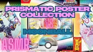Opening A Prismatic Evolutions Poster Collection and a Moon Ball! Softspoken Pokemon ASMR Unboxing