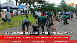 Komandan Puslatpurmar 7 Lampon Pimpin Acara Bersih Pantai Serentak di Pantai Lampon