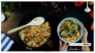 Курица по-каталонски с рисом и овощами/ Курица рецепт / Быстрый ужин / Курица с рисом /