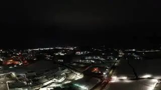 VR 360 Ariel view over Olean, NY after dark.
