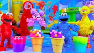 SESAME STREET Elmo Abby Big Bird Cookie Monster Slime Ice Cream Fun | Sesame Street Toy Collections