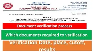 SCR Iti apprentice merit list, scr document verification process, dates,cutoff,south Central railway