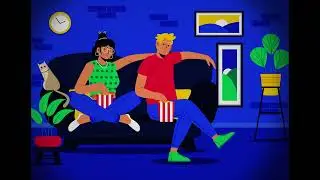Couple atching TV Animation