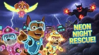 Paw Petrol Neon Night Rescue! ⚡🐶 Epic 3D Cartoon Adventure for Kids