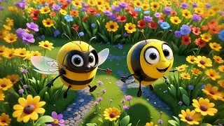 Four Bumble Bees Buzz in a Line | Counting Song for Kids | Nursery Rhymes and Learning Songs