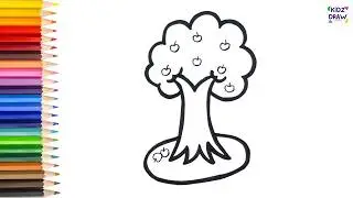 Easy Apple Tree Drawing | Step by Step Tree Drawing Tutorial