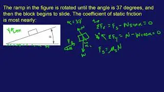 FE Mechanical Exam Practice Problem #30: "The ramp in the figure is rotated until the angle is..."