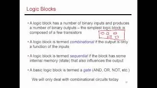 Video 31: Boolean Logic Basics, CS/ECE 3810 Computer Organization